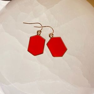 Red Hexagon Earrings